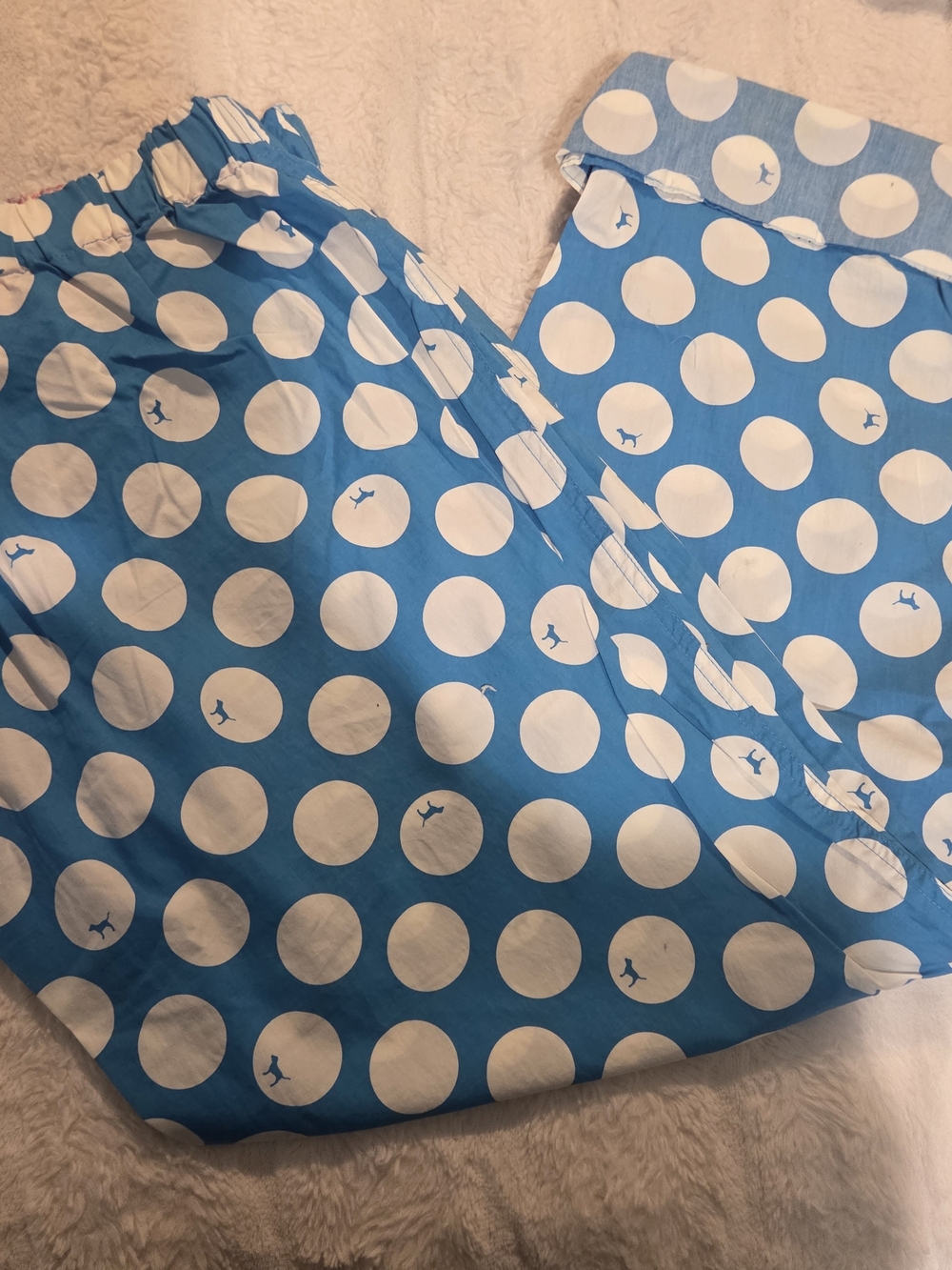 Victoria's Secret Blue and White Polka Dot Kids Pajama Bottoms. - Picture 9 of 14